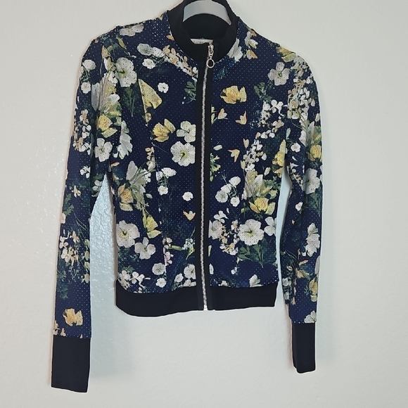 RACHEL Rachel Roy Navy Floral Bomber Jacket - Picture 1 of 4
